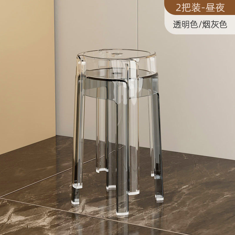 Acrylic plastic stool can be stacked household thickened modern simple stacked transparent chair windmill round rubber bench