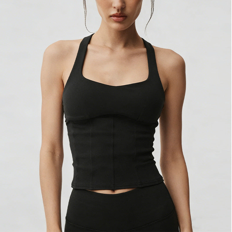 Naked bubble wrap push-up anti-sagging sling beautiful back fitness tops vest yoga bra halter sports intimates women