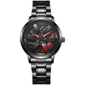 New hollow-out creative tech men's steel band watch with rotating bezel - quartz watch for cross-border e-commerce