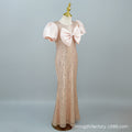 Custom european and american children's formal dresses, new  collection: sequined, slim-fit, bow-tie, host/performance outfit with puff sleeves - cross-border e-commerce