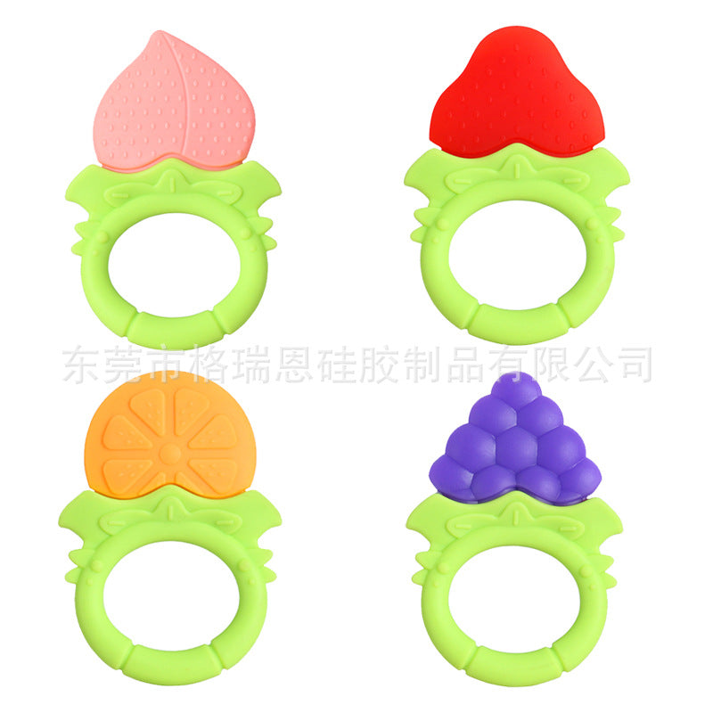 Baby Fruit Rings Toothpaste Newborn Teeth Grinder Food Grade Silicon Bite Baby Teething Toy