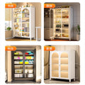 Steel bookshelf with glass door dustproof bookcase living room storage cabinet iron storage cabinet cream style figure display cabinet