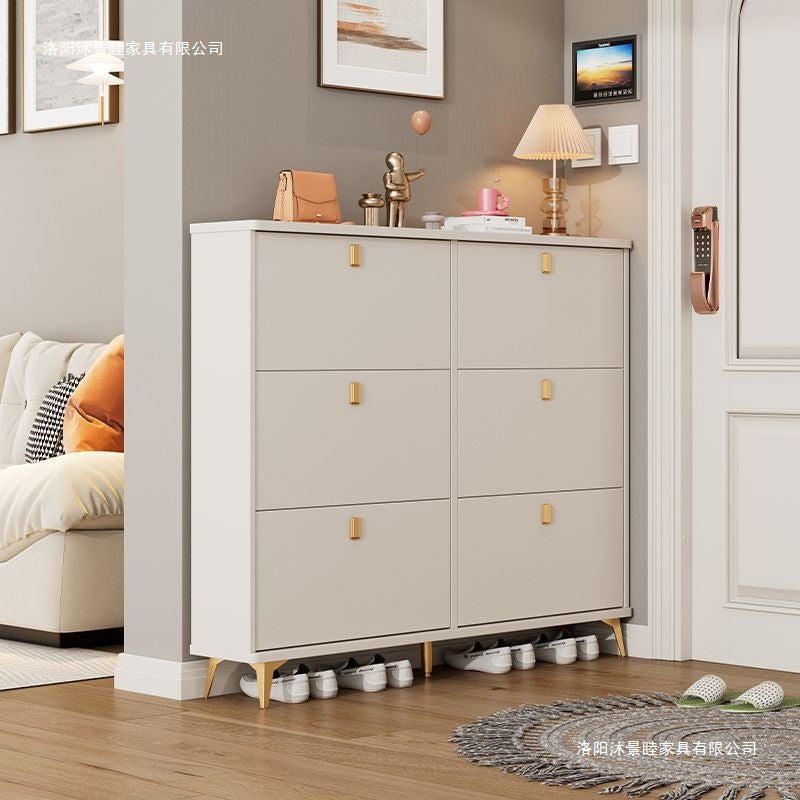 Tipping shoe cabinet solid wood for home door new arrival large capacity entrance cabinet small narrow shoe rack