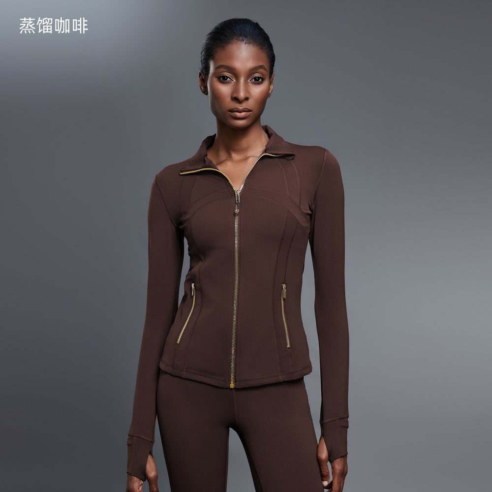 Autumn long-sleeve yoga top - stretchy, slim-fit activewear jacket for women - outdoor cycling, running, and fitness - model d25151