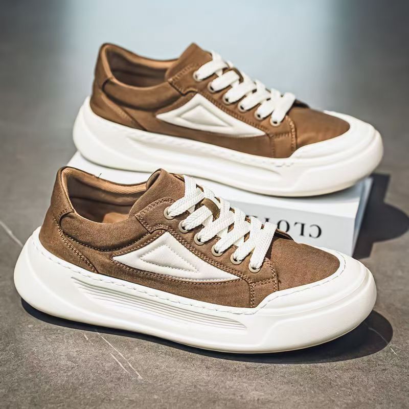 Men's breathable canvas shoes 2025 winter new low-top athletic casual shoes men's soft sole versatile thick sole sneakers