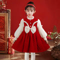 Hot-selling girls' dresses in stock: festive red new year outfit with plush lining - stylish and trendy winter wear for kids