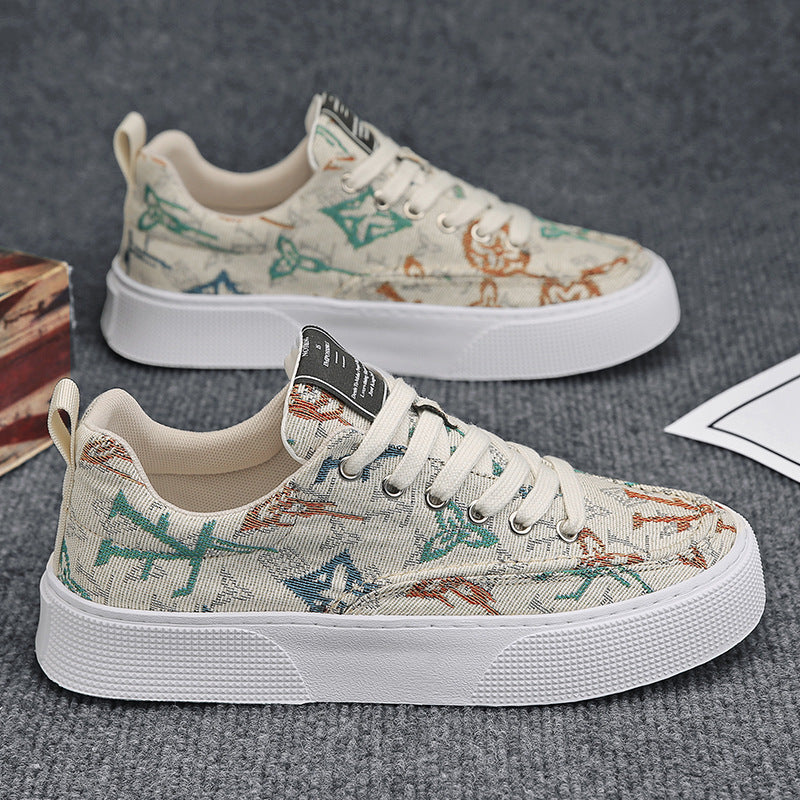 Men's spring 2026 new breathable canvas shoes, korean style trendy versatile lightweight soft sole non-slip low-top sneakers