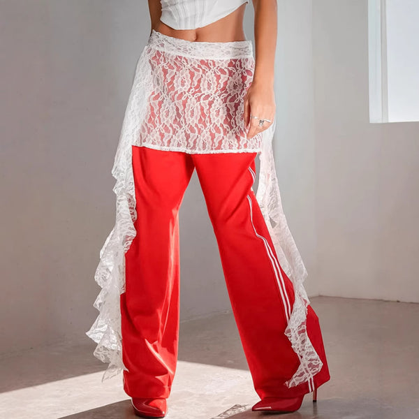 Sexy brocade lace jacquard lotus leaf edge skirt fart curtain 2025 European and American summer fashion new  short skirt women