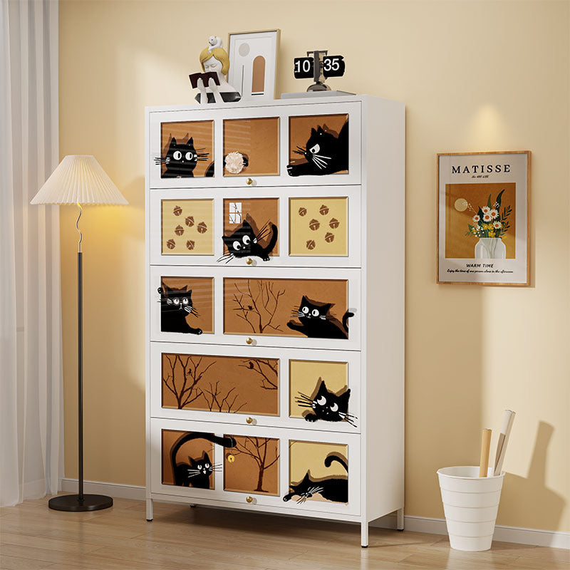 Medieval style steel bookshelf floor-standing storage rack bedroom living room storage all-in-one cabinet iron bookcase storage cabinet