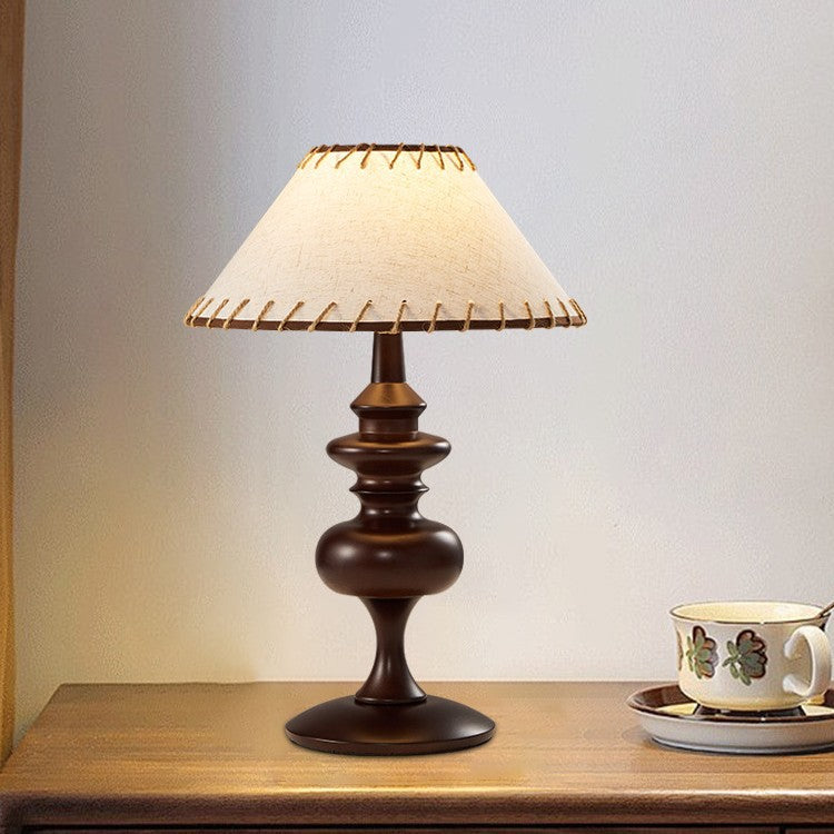 Vintage-inspired cotton linen lampshade bedside table lamp - perfect for bedroom, b&b, study, and creating a retro ambiance