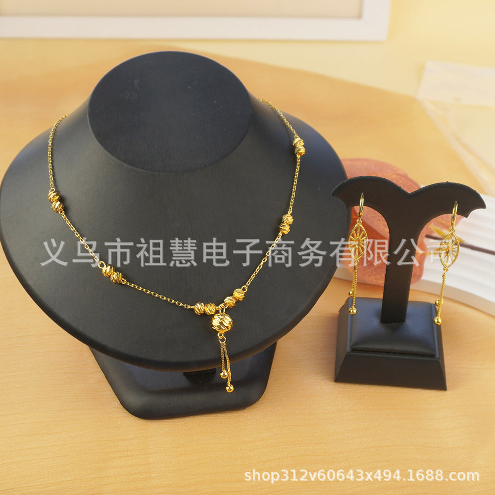 Two-piece set: new middle eastern dubai ethiopian women's pendant necklace and earrings, african sunflower style
