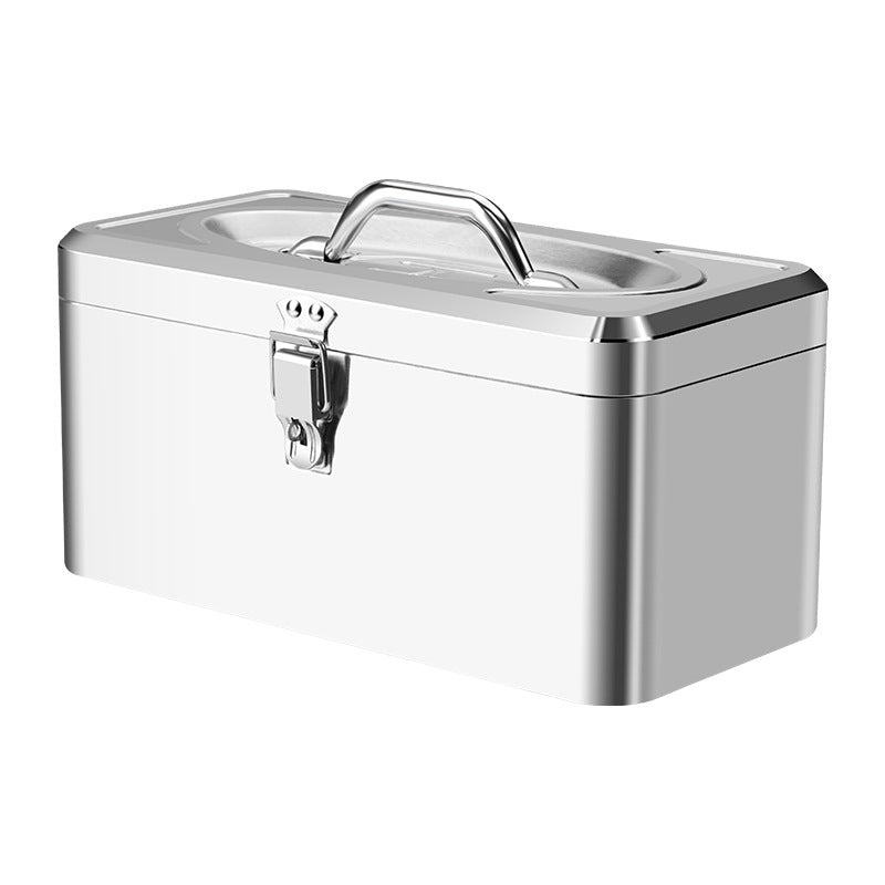 Multifunctional Toolbox Storage Box Stainless Steel Box Suitcase Storage Box Double Layer Extra Thickened Large Tool Box