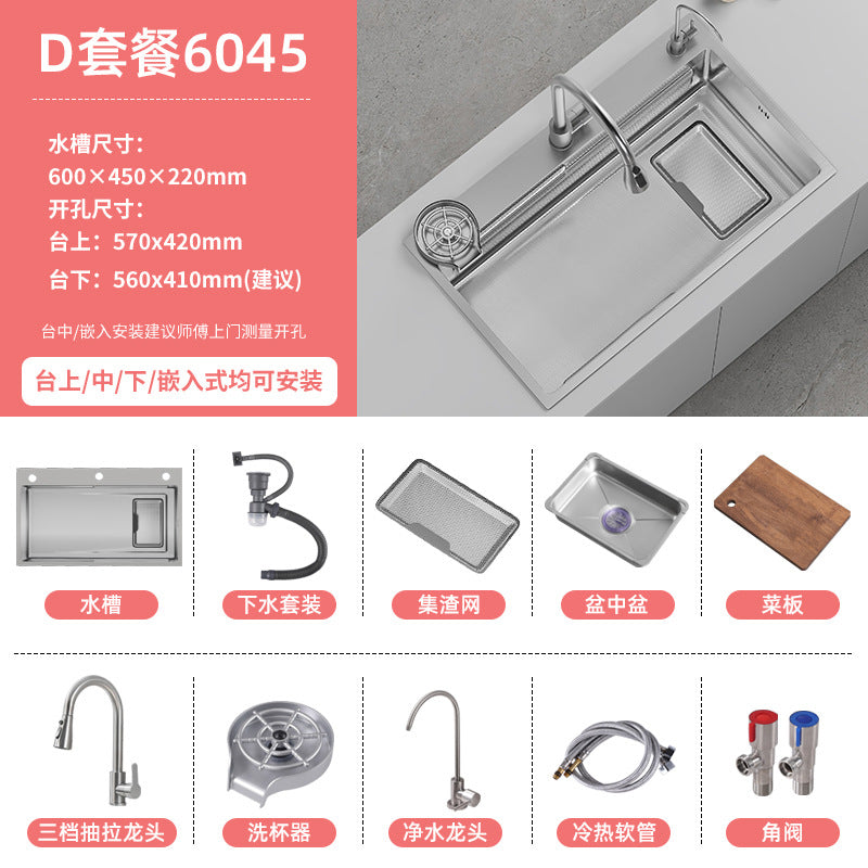 Double slag collection sink large single slot high quality stainless steel kitchen sink thickenedfor home dishwashing sink vegetable sink