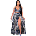 Amazon hot selling summer women's fashion sexy camisole printed swing skirt two-piece beach dress set