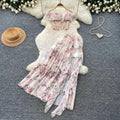 Frenchromantic style one shoulder floral pure desire two-piece set women's summer light mature ruffles cake skirt slimming looksuit