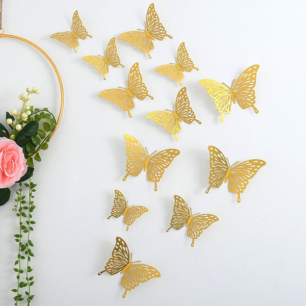 72  three-dimensional hollow butterfly wall stickers children's room wall background wall decoration self-adhesive stickers creative stickers
