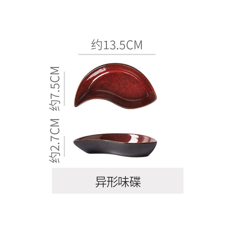 Personalized burgundy ceramic restaurant hotel tableware embossed exquisite fruit dessert plate tea tray for home dish plate salad bowl