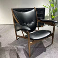 Scandinavian solid wood italian master chair casual leather single sofa chair wabi-sabi designer medieval casual chair
