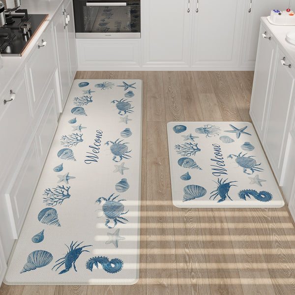 Kitchen floor mat non-slip imitation linen household high-grade woven pattern wipeable carpet leave-in washable dirt-resistant water-absorbing oil-absorbing foot pad