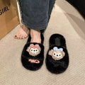 2025 trendy cute shirley mei fuzzy cotton slippers - women's winter outdoor wear, warm thick sole, indoor home slides