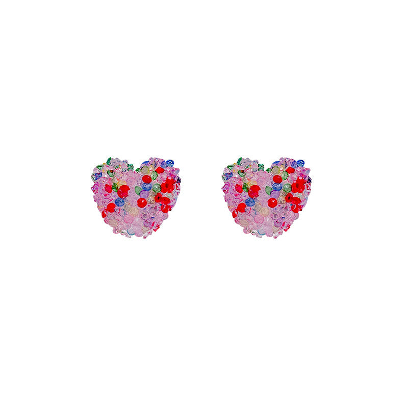 Korean style pink heart stud earrings - unique, stunning design, sweet, minimalist, versatile, and elegant earrings for women