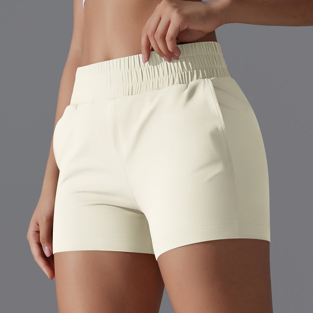 Fashion nude tight flap pocket pants yoga pants tummy control butt lift sports shorts quick-drying breathable running elastic fitness pants
