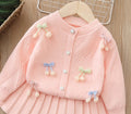 Baby girl handmade floral cardigan two-piece set -  autumn new collection - cute girls' skirt set - girls' sweater outfit