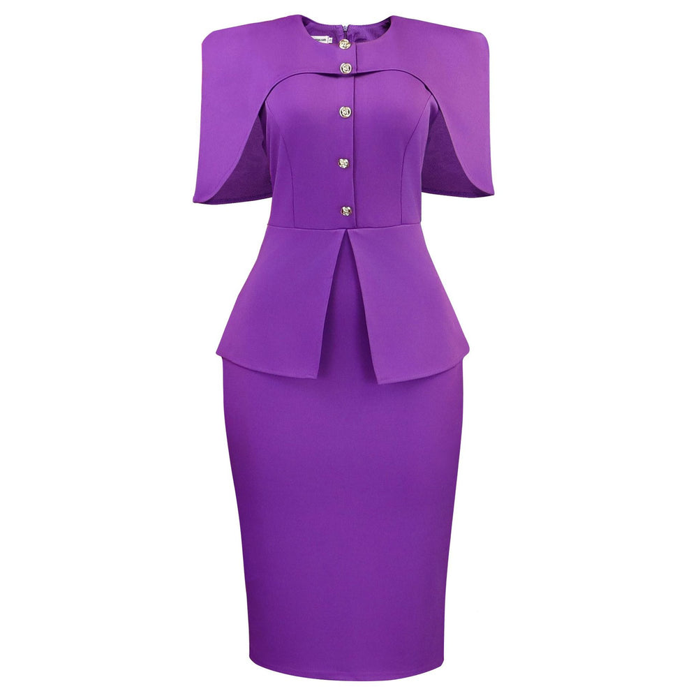 D628 cross-border  african plus size women's cloak elegant buttoned bodycon ol faux two-piece foreign trade dress