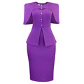 D628 cross-border  african plus size women's cloak elegant buttoned bodycon ol faux two-piece foreign trade dress