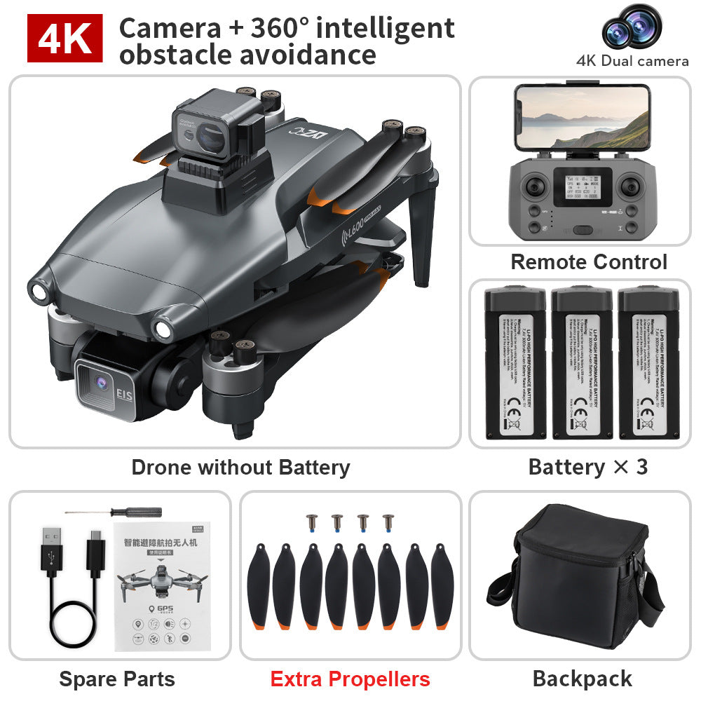 L600 drone gps return-to-home three-axis gimbal hd aerial photography quadcopter obstacle avoidance brushless remote control aircraft