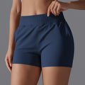 Fashion nude tight flap pocket pants yoga pants tummy control butt lift sports shorts quick-drying breathable running elastic fitness pants