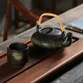 Japanese retro ceramic home tea maker tea cup single pot creative bamboo handle satchel tea set cold water kettle suit