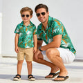 European and american cross-border children's clothing: dad & son vacation outfit, family matching beach style short-sleeve boy's floral shirt
