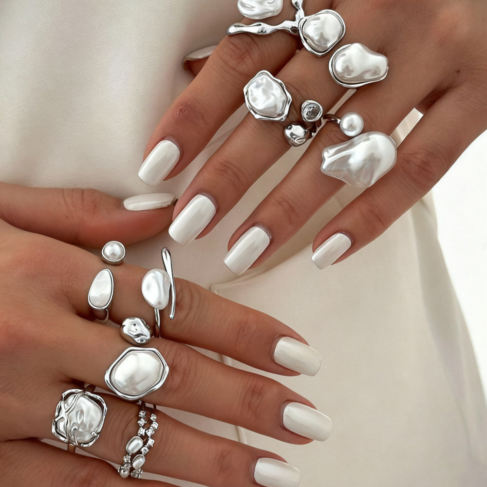 Open pearl ring wholesale - european & american cross-border fashion, high-end ring, unique & luxurious baroque geometric finger ring