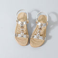 New summer flat heel retro ethnic open-toe sandals women's plus size beach shoes studded sandals