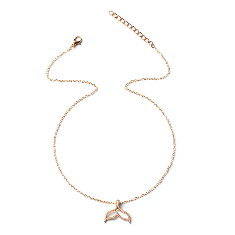 Wholesale mermaid necklace - european & american cross-border alloy jewelry - versatile dolphin tail pendant - niche, affordable luxury women's necklace