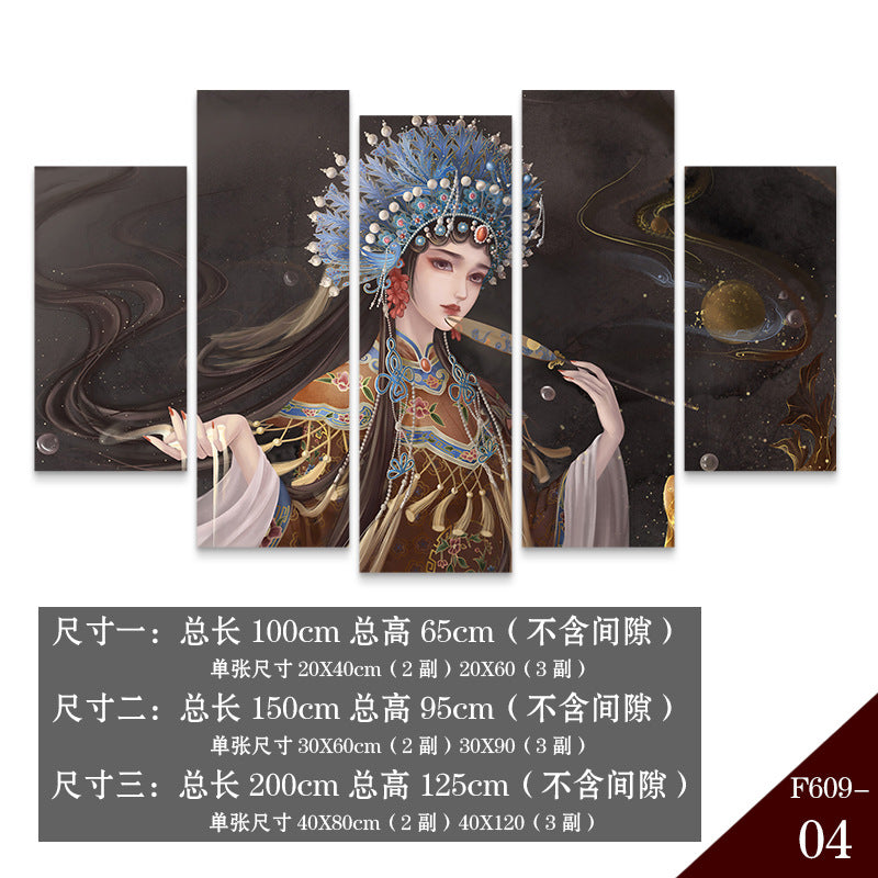 Guochaofeng wall decoration painting Hot pot restaurant hotel box background wall mural Peking Opera Huadan face painting