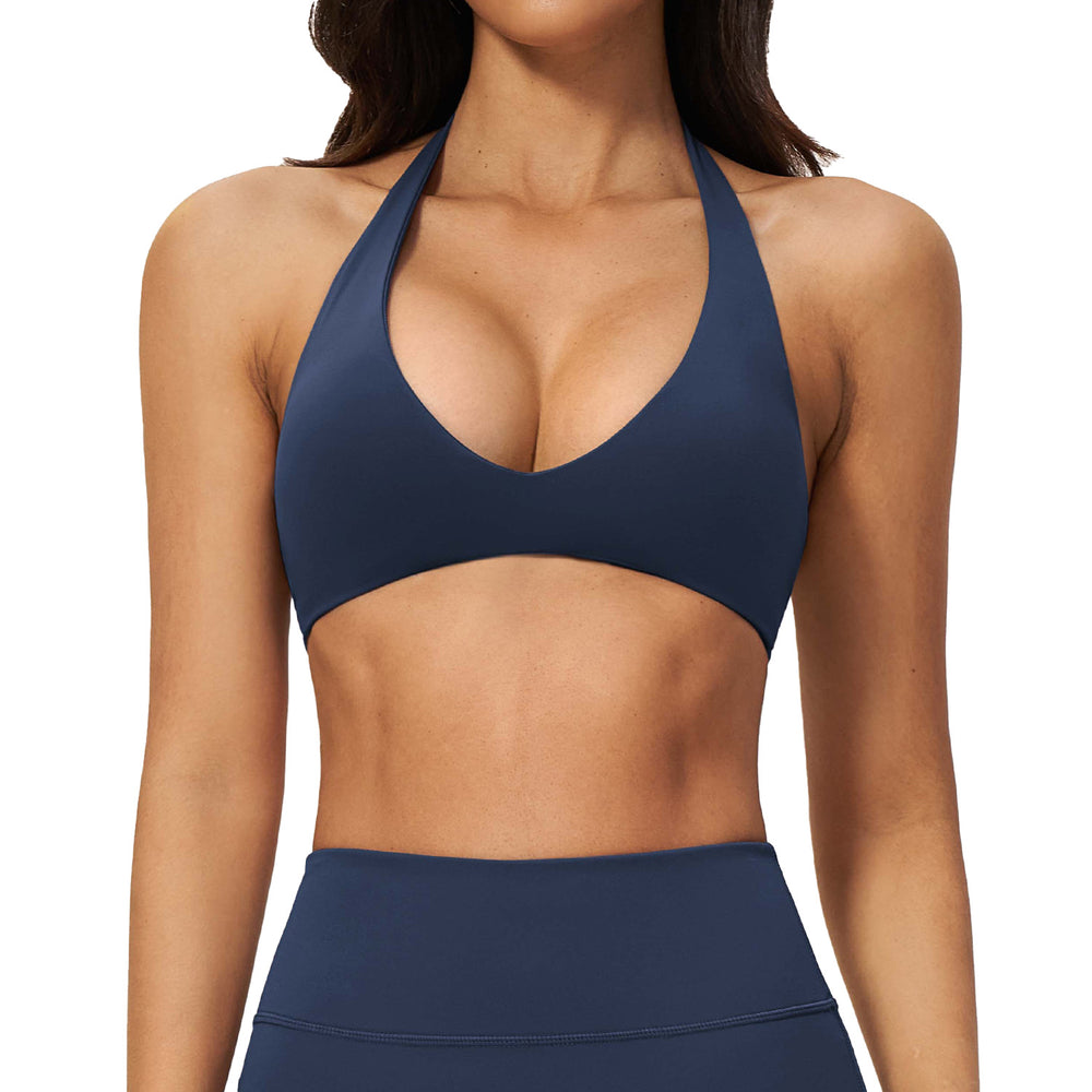 outwear pilates casual yoga intimates women's halter back bra fixed cup sports intimates 5575