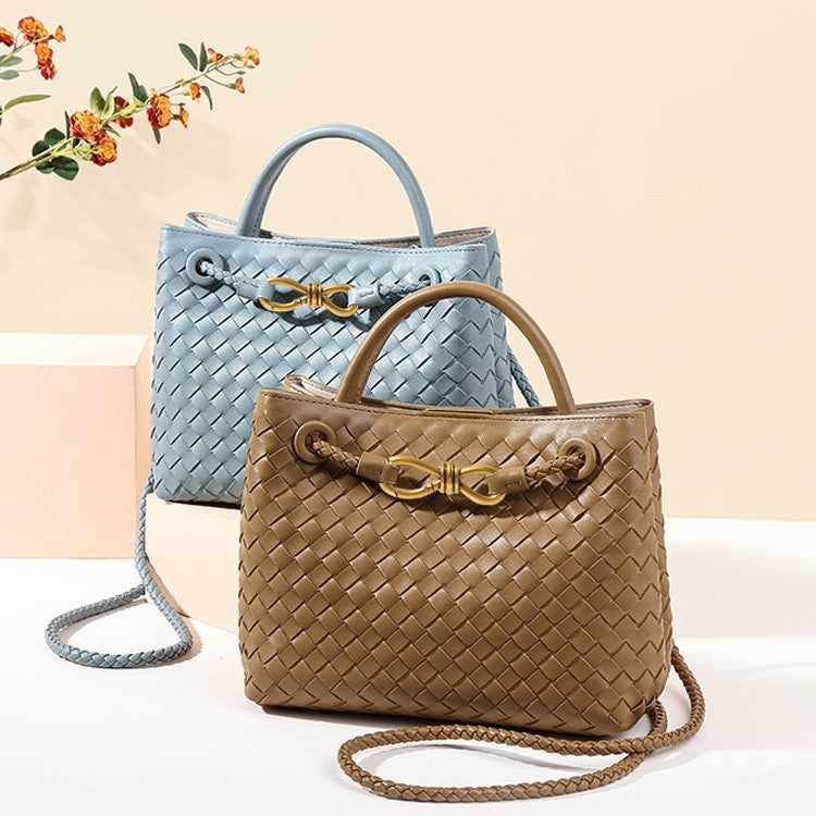 high-quality textured large-capacity handbag, hand-woven bag, personalized simple shoulder messenger women's bag