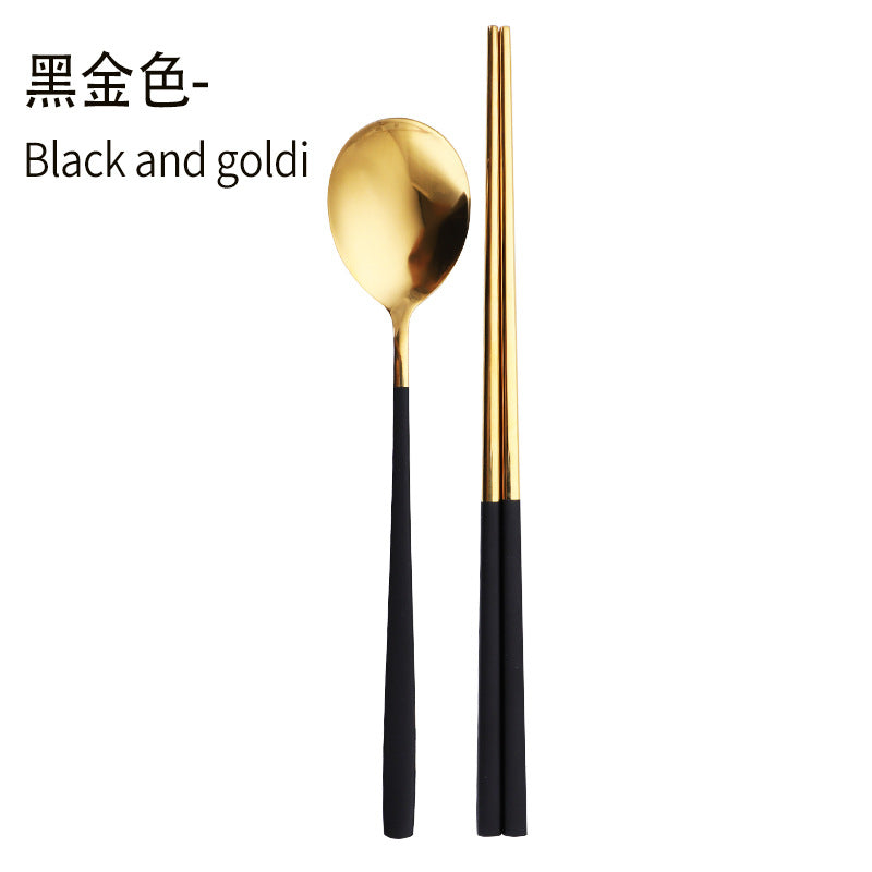 Daoqi 304 stainless steel portable tableware high value gift box spoon chopsticks two-piece set creative simple Korean tableware