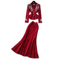 French chic embroidered beaded v-neck lace two-piece set - women's autumn slim-fit high-end beaded elegant outfit
