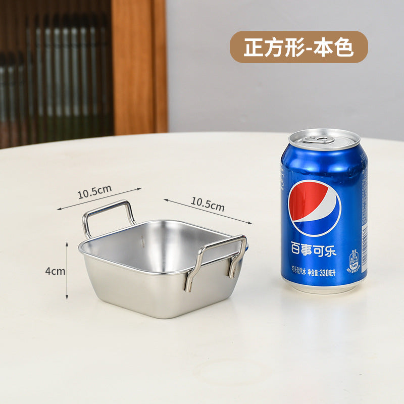 Korean style stainless steel square snack box french fries snack plate creative square small basket fried chicken dessert square plate with ears