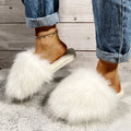 2024fall and winter imitation fox fur k-style baotouflats slippers popular same style outwear fur half slippers for women wholesale