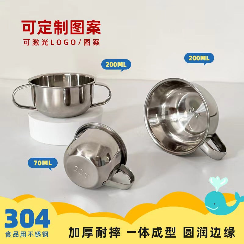 Baby small water cup 304 food grade stainless steel wide mouth small tea cup coffee cup portable lightweight open drinking cup