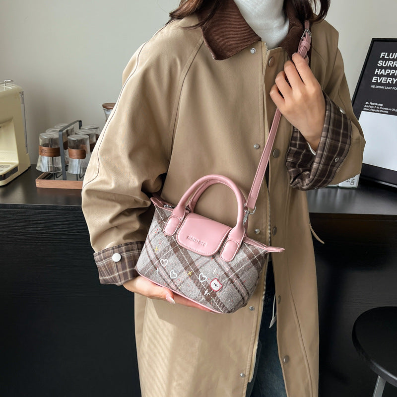 Cross-border foreign style red plaid New Year's bag women's 2025 new fashion portable messenger bag versatile casual small bag