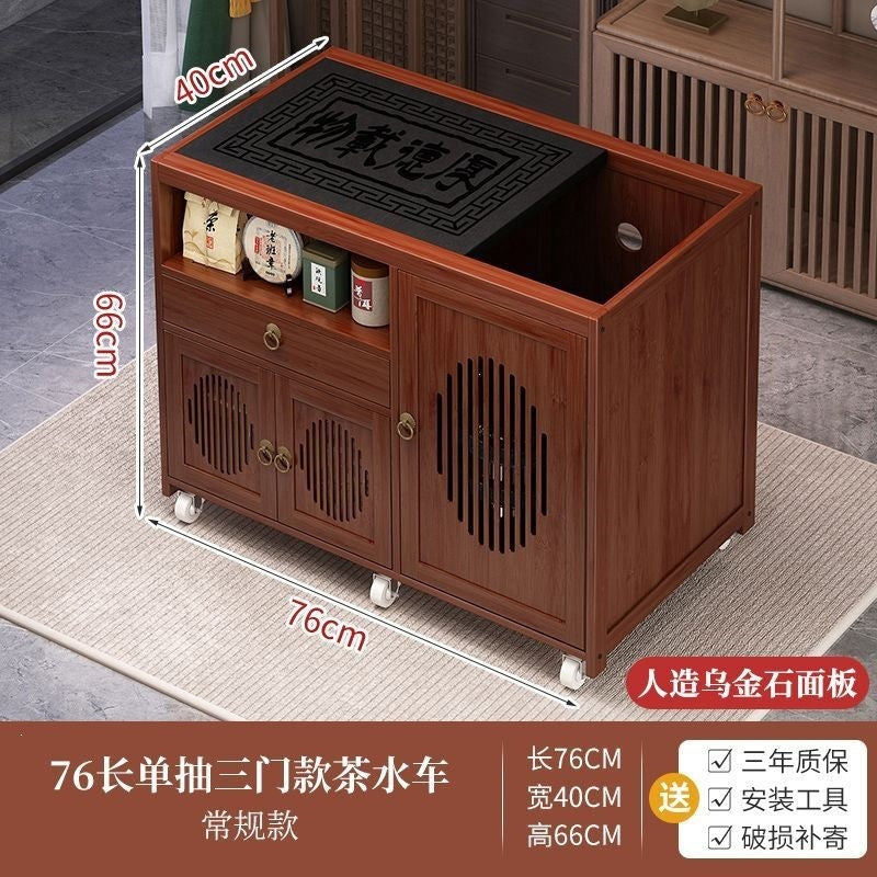 Movable tea table for home small tea table water kettle all-in-one tea cabinet tea cart kung fu tea set suit new chinoiserie coffee table