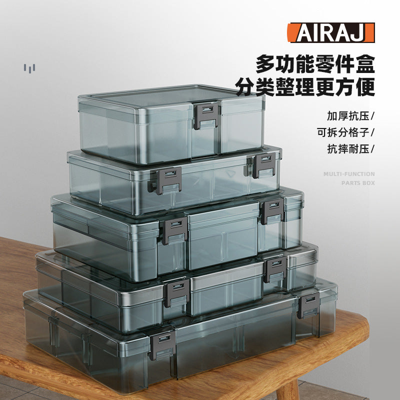 Arrizo Multi-grid Parts Box Transparent Plastic Electronic Components Tool Storage Box Small Screw Grid Accessories Box
