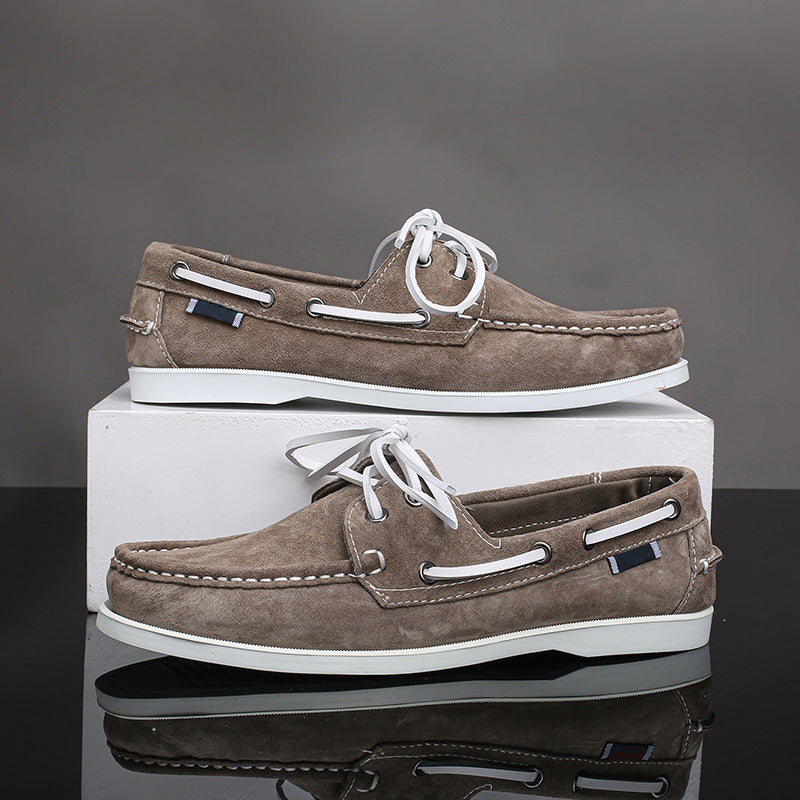 Casual lightweight boat shoes export cross-border plus size men's shoes maillard hand-sewn business men's shoes large quantity discount
