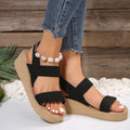 Summer imitation straw travel women's high-heeled sandals outwear hemp bottom one-strap beach fashion trendy wedge sandals plus size