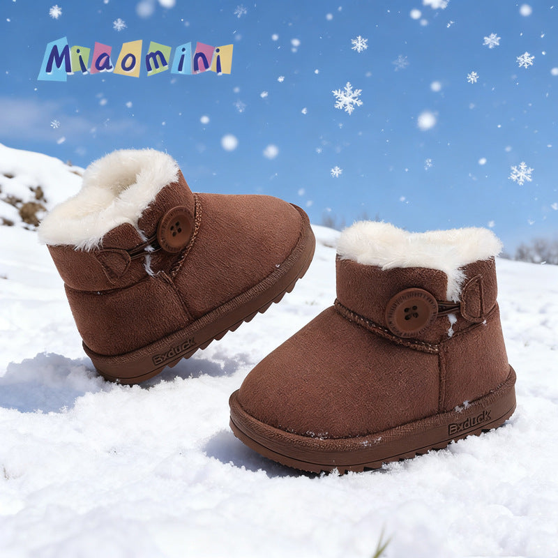 Korean style kids' snow boots - warm, fleece-lined, soft sole, non-slip cotton shoes for boys and girls, toddler shoes for ages 1-6